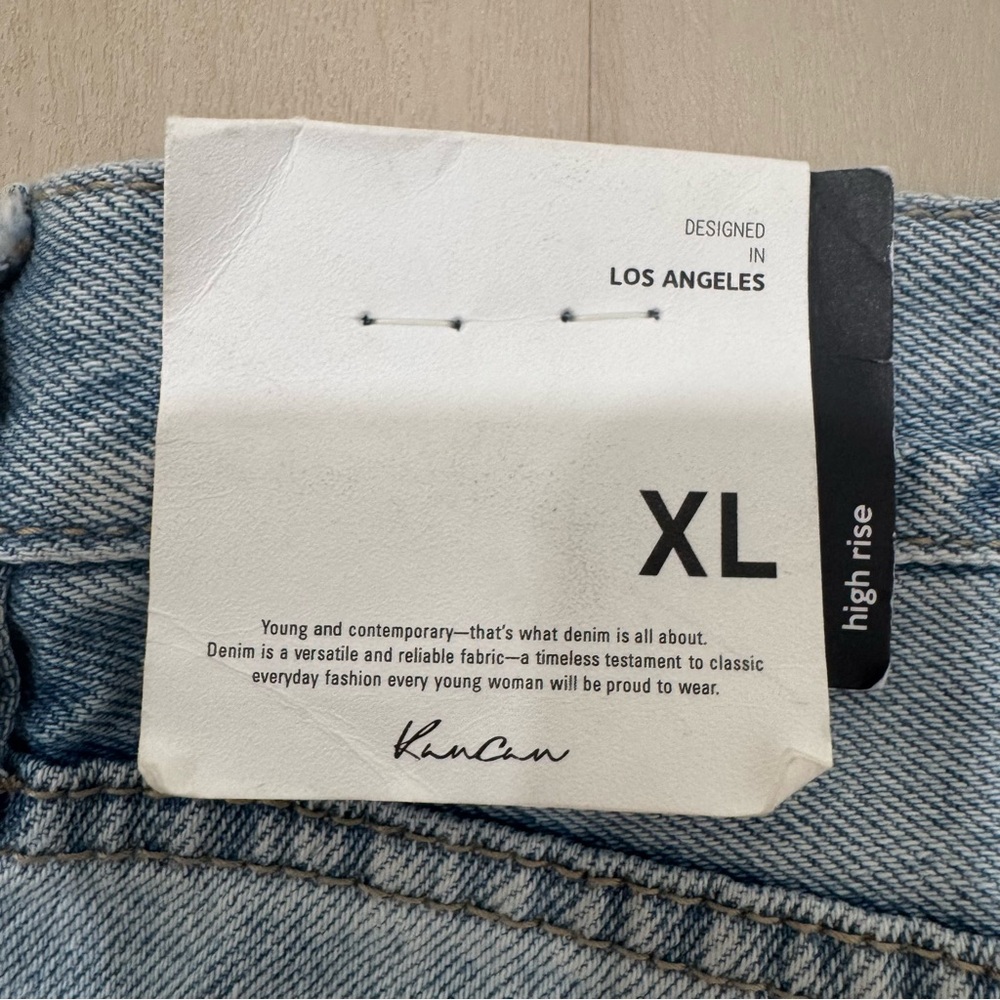NWT KanCan Leandra High Rise Crossover Shorts Denim Raw Hem Women's XL *Flaw* - Picture 10 of 16